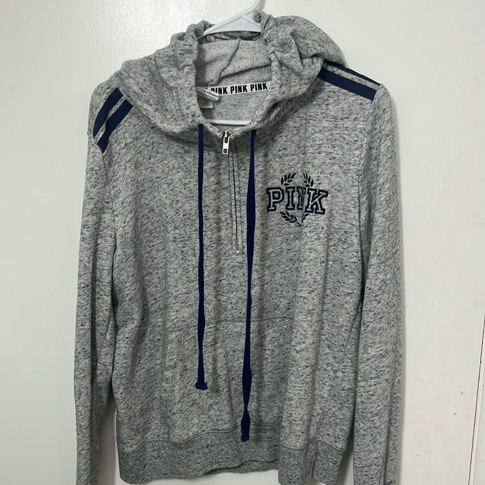 Pink Victoria’s Secret, lightweight hoodie, size large gray